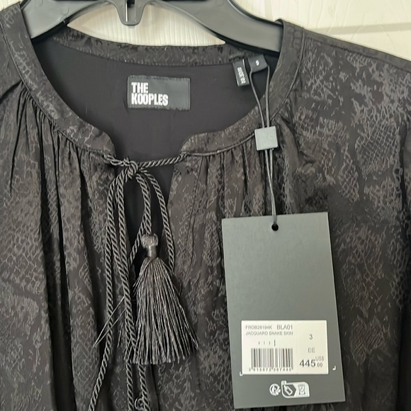 NWT $455 The Kooples LONG BLACK SNAKESKIN JACQUARD DRESS size 3 - Picture 16 of 17